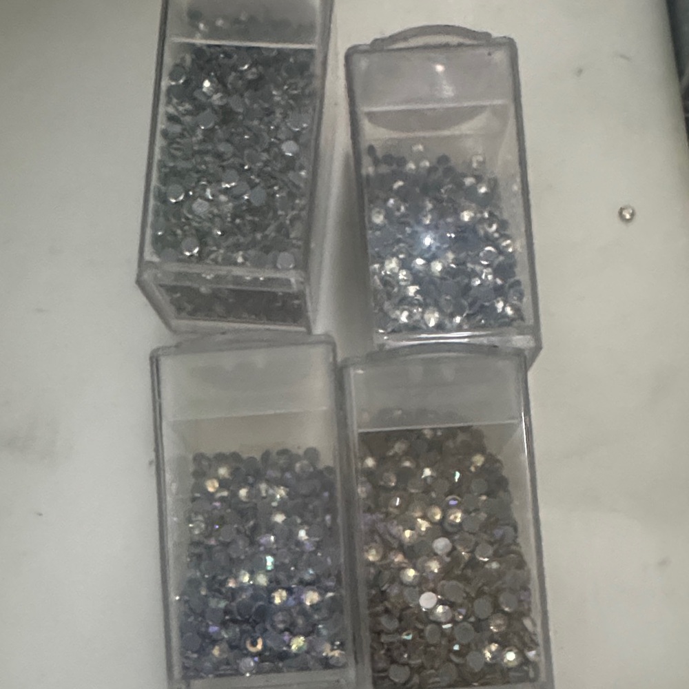 Clear Crystal Rhinestone Phone Decals - Sparkling Silver Accents